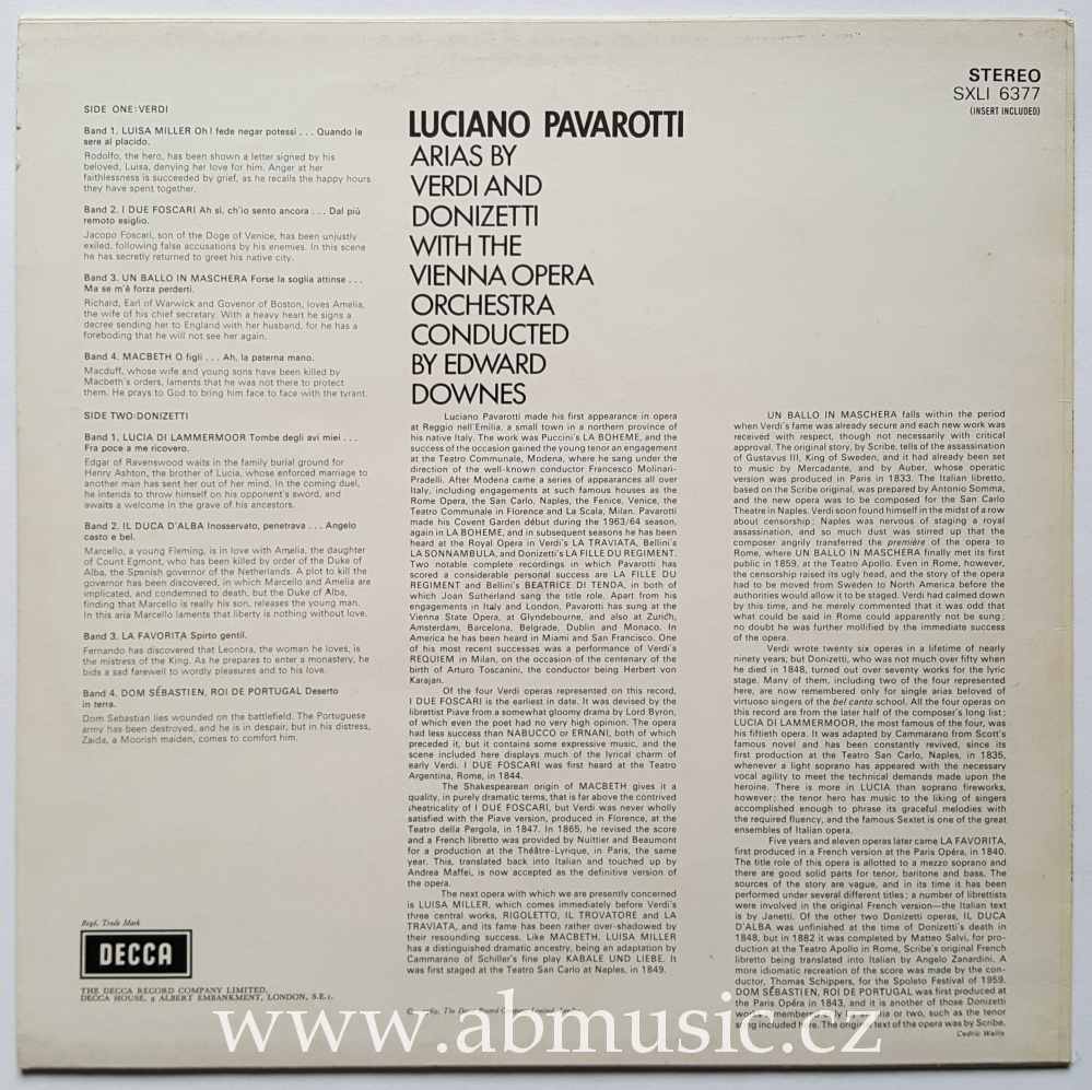 LP Luciano Pavarotti - Arias By Verdi And Donizetti