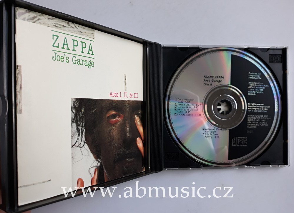 2 CD Frank Zappa Joe's Garage I, II, & III Globus