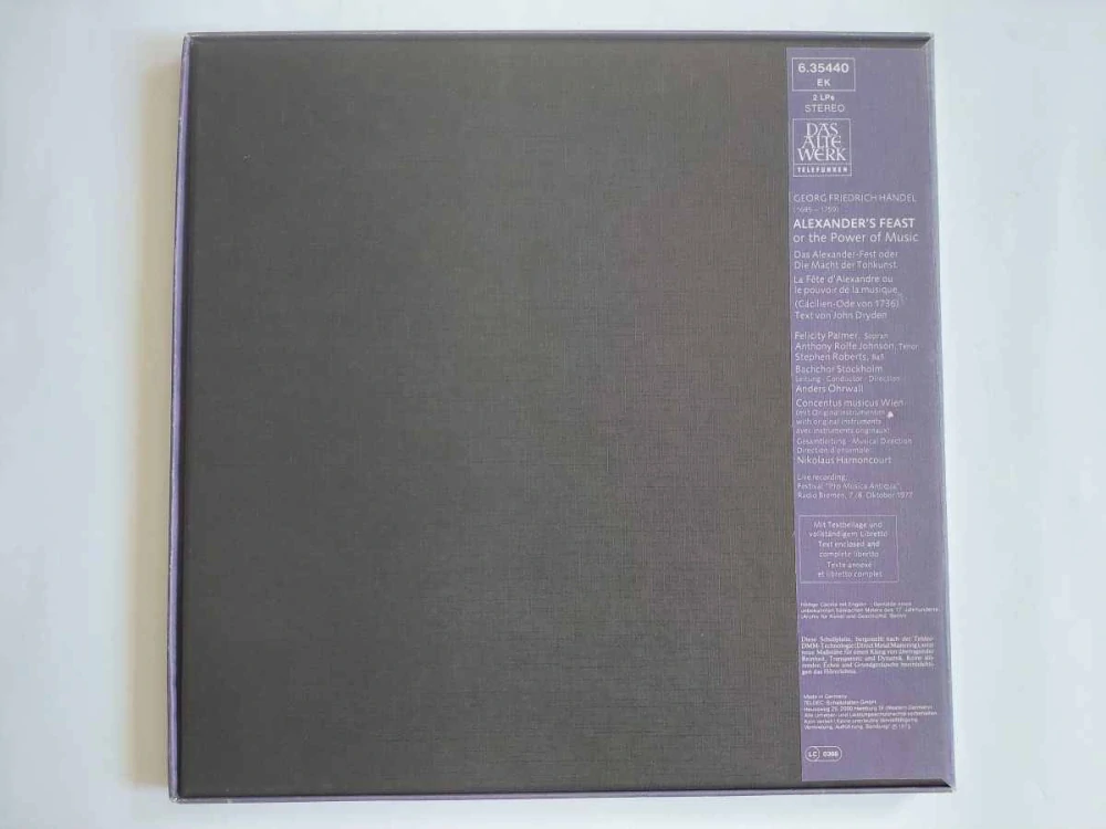 2 LP Georg Friedrich Händel - Alexander's Feast Nikolaus Harnoncourt