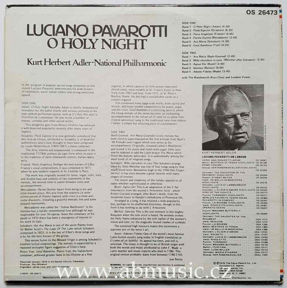 LP Luciano Pavarotti - O Holy Night