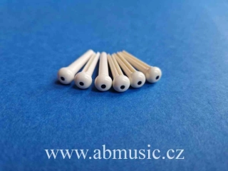 Kolíčky do kobylky kytary Bridge Guitar Pins Creme White With Dot Celluloid Germany