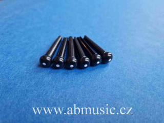 Kolíčky do kobylky kytary Bridge Guitar Pins Black With Dot Celluloid Germany
