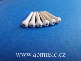 Kolíčky do kobylky kytary Bridge Guitar Pins Creme White With Abalone Dot Celluloid Germany