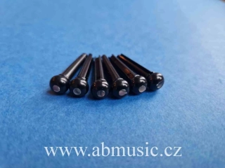 Kolíčky do kobylky kytary Bridge Guitar Pins Black With Abalone Dot Celluloid Germany