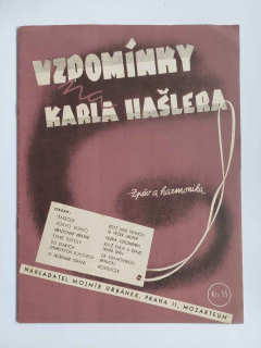 Vzpomínky na Karla Hašlera - noty pro Akordeon a zpěv