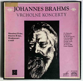 3 LP Johannes Brahms - Vrcholné koncerty Richter , Oistrach , Rostropovič